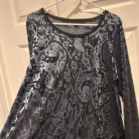 Simply Vera Wang Whimsigoth Velvet Burnout Top XL Teal Gray Fairy Grunge NWT - Picture 3 of 8